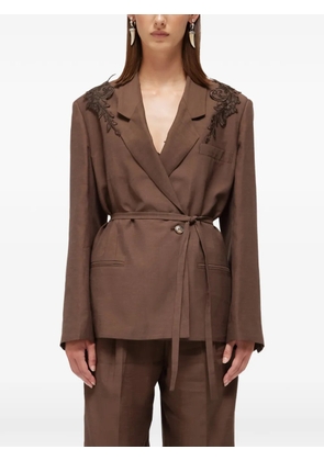 Blugirl floral-patch belted blazer - Brown