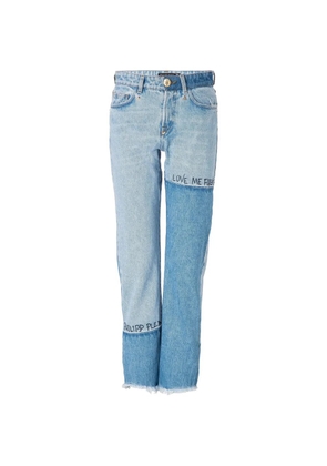 Philipp Plein Sunset Eustoma patchwork frayed-hem jeans - Blue