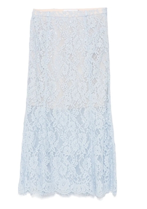 Self-Portrait lace flared midi skirt - Blue