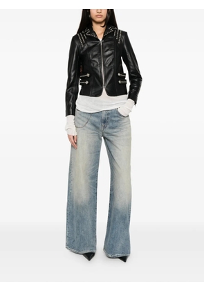 R13 Lou stud-embellished leather jacket - Black