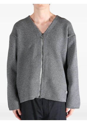 Nanamica ribbed-knit zip-up cardigan - Grey