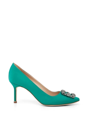 Manolo Blahnik Hangisi 70 crystal-buckle pumps - Green