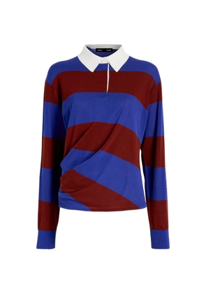 Proenza Schouler Corinna striped draped polo top - Blue