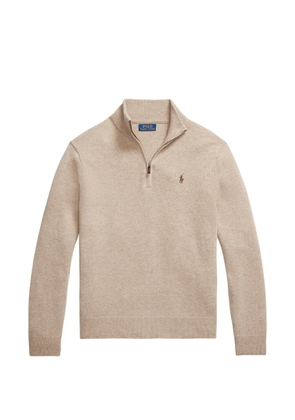Polo Ralph Lauren quarter-zip embroidered-logo sweater - Neutrals