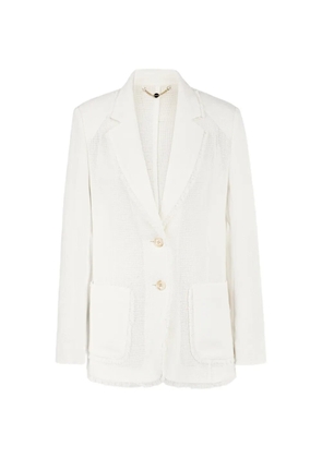 MARCCAIN frayed-edge single-breasted blazer - White