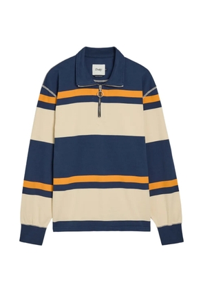 Drake's striped zip-fastening polo shirt - Blue