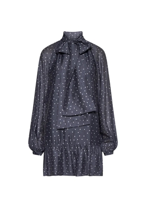 Silvian Heach polka-dot ruffle-trim dress - Blue