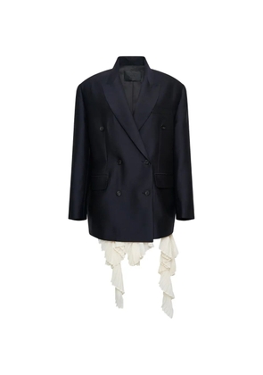 YCH ruffled-detail double-breasted blazer - Blue