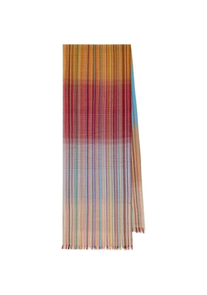 Paul Smith Ombre striped frayed-edge merino wool scarf - Red