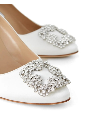 Manolo Blahnik Hangisi 70 crystal-buckle pumps - White