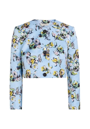 Emilia Wickstead Lizette floral-print cropped jacket - Blue