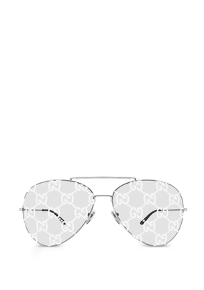 Gucci Eyewear GG monogram-print pilot sunglasses - Silver