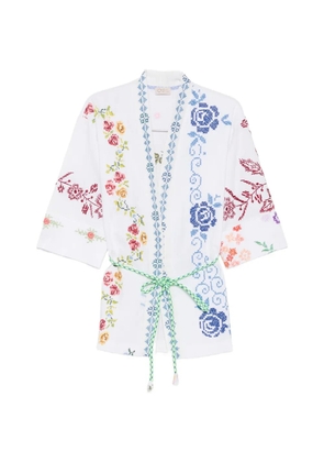 RELAX RE-LUX Brione floral-embroidered kimono - White