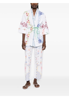 RELAX RE-LUX Brione floral-embroidered kimono - White