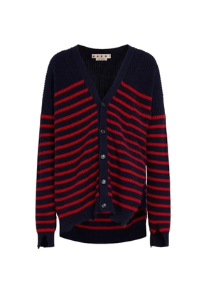 Marni striped distressed cardigan - Blue