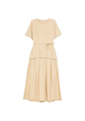 Tela D. Lost belted pleated-skirt midi dress - Neutrals