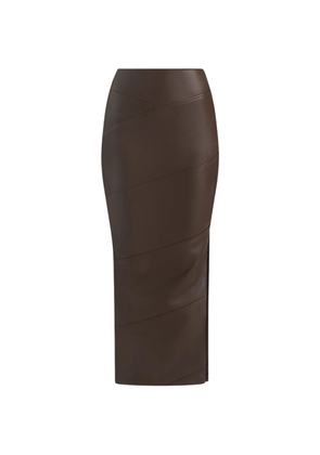 Manière De Voir Daisy panelled side-slit midi pencil skirt - Brown