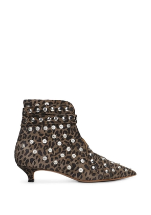 ALCHIMIA leopard-print studded ankle boots - Brown