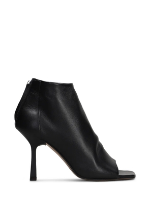 Gisel Moire Dory peep-toe rear-zip ankle boots - Black