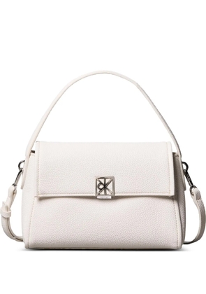 Calvin Klein logo-detail grained-texture shoulder bag - White