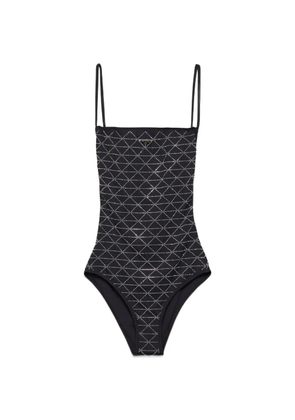 Prada jersey one-piece swimsuit with rhinestones - Black