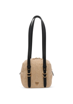 PINKO small Cubic raffia-effect shoulder bag - Neutrals