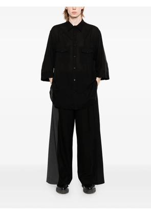 Yohji Yamamoto pleated sheer shirt - Black