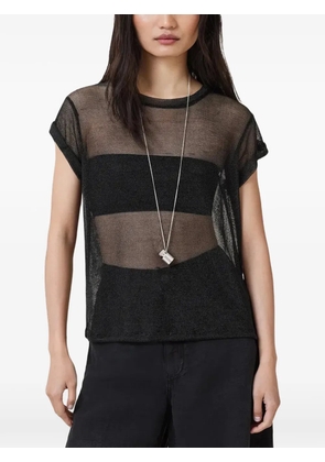 AllSaints Thea mesh-striped t-shirt - Black