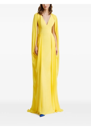 Gemy Maalouf cape-sleeve V-neck maxi dress - Yellow