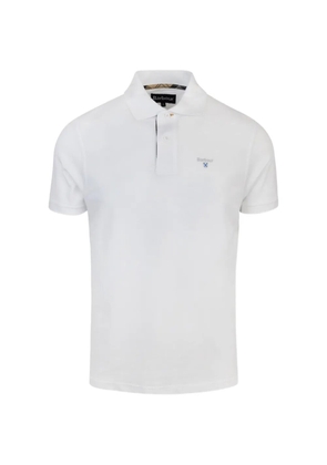 Barbour tartan-trim embroidered-logo polo shirt - White