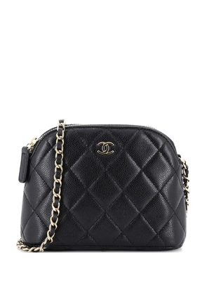 CHANEL Pre-Owned CC Dome Zip Clutch with Chain Quilted Caviar Mini crossbody bag - Black