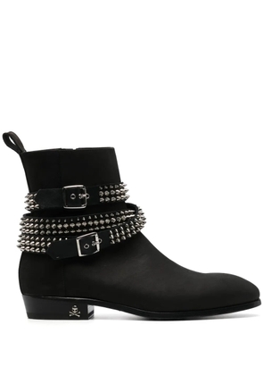 Philipp Plein Nubuck 30mm Rockstud-embellished boots - Black
