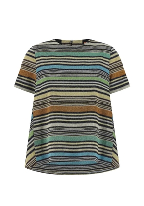 Missoni lamé striped asymmetric-hem T-shirt - Black