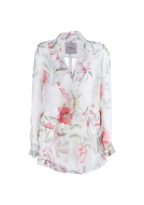 Shirtaporter floral-print organza blazer - White