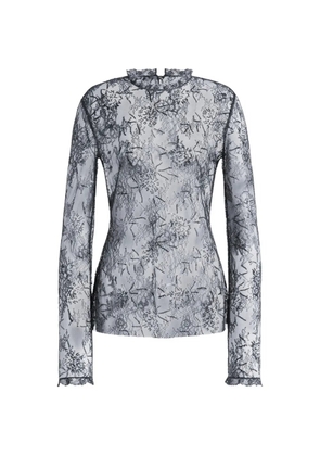 Alberta Ferretti embroidered sequin-embellished lace blouse - Black