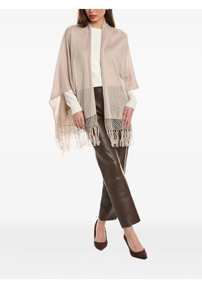Brunello Cucinelli fringe-detail sequin-embellished shawl - Neutrals