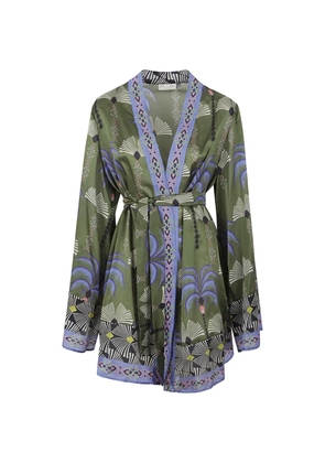 Anjuna Carlota palm-print belted beach cover-up - Green
