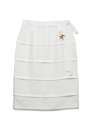 Prada embroidered linen skirt - White