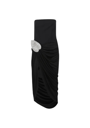 David Koma crystal-embellished ruched midi dress - Black