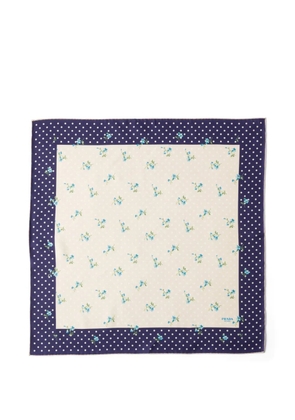 Prada printed silk twill scarf 55 - Neutrals