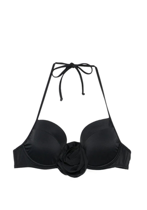 Moschino floral-appliqué halterneck bikini top - Black