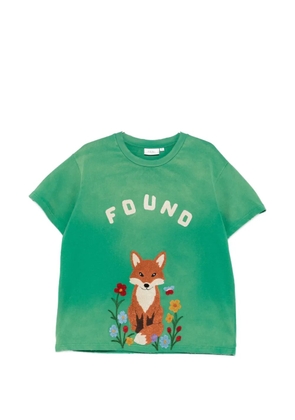 FOUND fox-embroidered T-shirt - Green