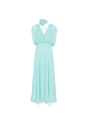Marella floral-applique draped dress - Blue