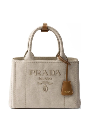 Prada Jardini re small cotton canvas bag - Neutrals