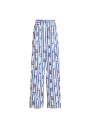 Dolce & Gabbana poplin trousers with thread floral embroidery - Blue