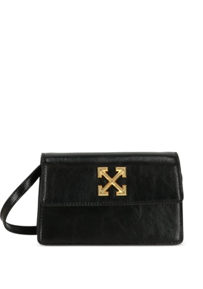 Off-White logo plaque shoulder bag - Black
