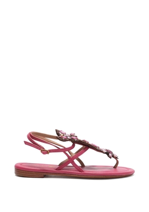 MALIPARMI butterfly-embroidered rhinestone-embellished sandals - Pink