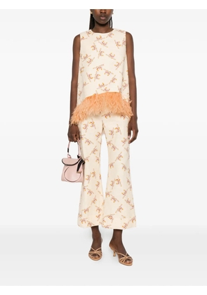 La DoubleJ butterfly-print top - Neutrals