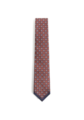 Valentino Garavani Valentie jacquard silk tie with geometric pattern - Brown