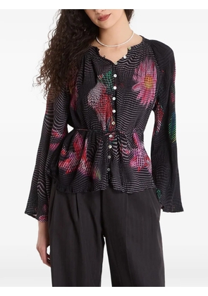 Desigual floral-print plissé blouse - Black